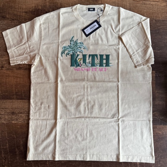 🌴KITH Miami Palm Tree Vintage Tee • Sandrift Beige • Store Exclusive• 2025 - Picture 1 of 4